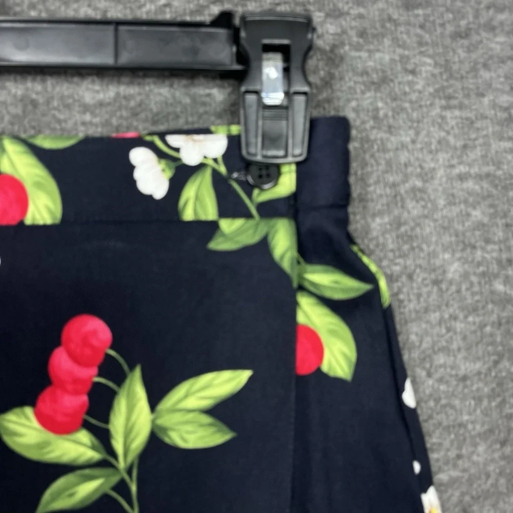 Vintage Briggs Skort Skirt Black Cherry Floral Size 8 Cotton Stretch High Rise